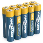 10 pilhas Ansmann X-Power AAA LR03 amarelas e azuis