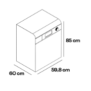 Profundidade 60cm, largura 59,8cm e altura de 85cm