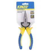 Embalamento de alicate de pontas da marca KINZO, azul e amarelo