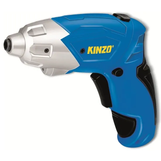 Aparafusadora elétrica sem fios da marca KINZO equipada com 55 ponteiras para diferentes parafusos