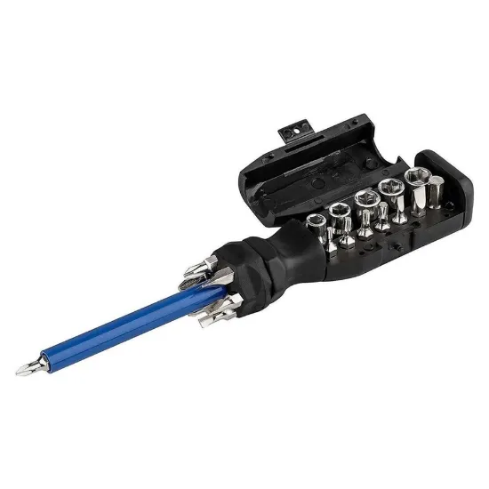 Chave de parafusos da marca KINZO com armazenamento de ponteiras na pega