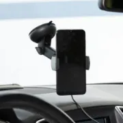 Suporte com caregamento wireless e ventosa para aplicação em vidro de carro