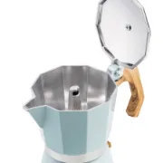 Cafeteira azul HAEGER com junta em silicone e válvula de segurança