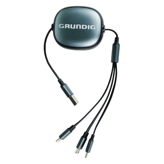 Cabo de carregamento retrátil 3 em 1 da marca GRUNDIG