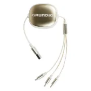 Cabo retrátil disponível em três cores com até 1,20m de comprimento