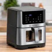 Air fryer ALPINA com corpo em inox e cesto com vidro