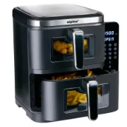 Fritadeira permite cozinhar dois alimentos com tempos e temperaturas diferentes