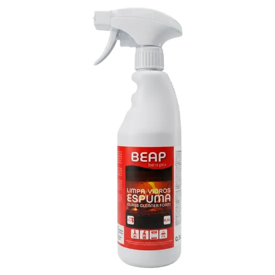 Limpa-vidros Espuma BEAP 500ml para recuperadores e salamandras