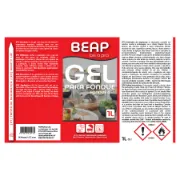 Rótulo do Gel para Fondue da BEAP com instruções de utilização e de segurança