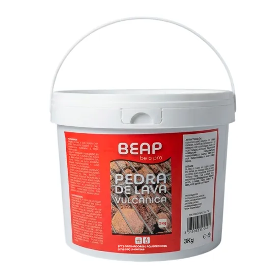 Balde de 3 kg de pedra de lava vulcânica indicada para uso em grelhadores e aquecedores a gás ou etanol