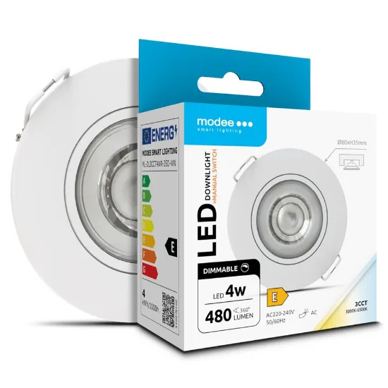 Downlight MODEE de 4W com diâmetro de 8cm e aro orientável