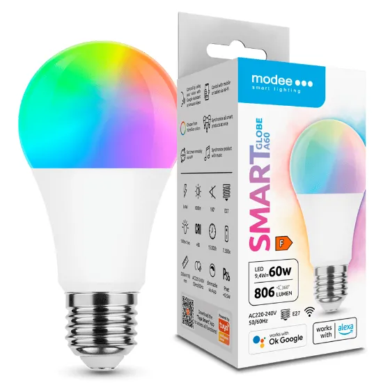 Lâmpada RGB smart WI-FI da MODEE controlável via App Tuya