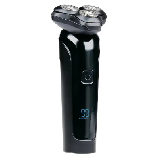 Máquina de barbear rotativa Mexx com ecrã LED de bateria e cabo USB