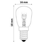 Lâmpada AVIDE para frigorífico com diâmetro de 26mm e altura de 58mm