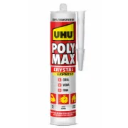 Cartucho de cola e veda UHU Poly Max Crystal Express transparente para aplicações invisíveis de alta resistência.