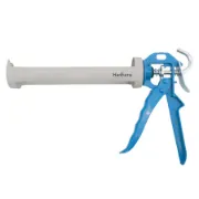 Pistola de silicone azul e cinzenta da marca HANTUMS com mecanismo de fole para cartuchos de vedante.