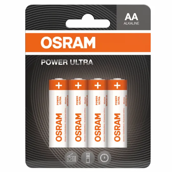 Blister de 4 pilhas alcalinas OSRAM Power Ultra tamanho AA de 1.5V