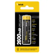 Packaging Pilha TECHNIK recarregável 18650 3.7V 2600mAh