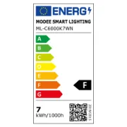Etiqueta energética classe F da lâmpada MODEE Led C37 7W E14 6000K