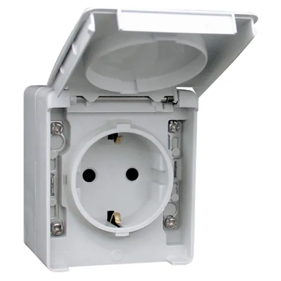 Tomada Schuko estanque saliente EFAPEL 48131 KCZ Série Estanque 48 IP65 cinzento.