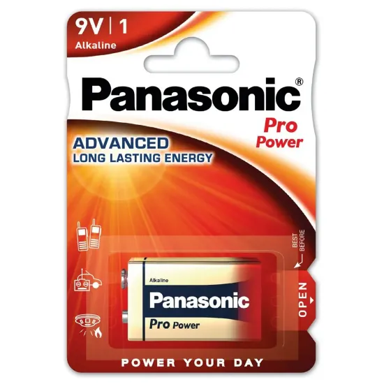 Pilha alcalina PANASONIC  Pro Power 9V 6LR61 em embalagem blister individual