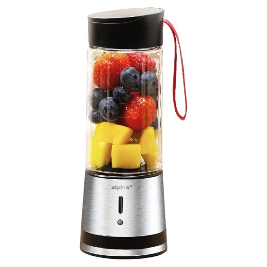Liquidificadora portátil de smoothies ALPINA de 300ml recarregável por USB com 125W de potência.