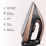 Ferro com caldeira com função eco, passagem vertical e jato de vapor de 450g/min
