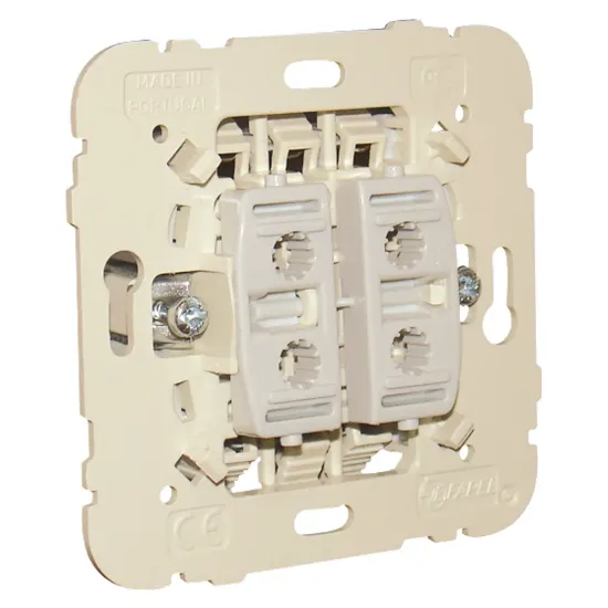 Mecanismo de comutador de lustre Efapel 21061 da Série MEC 21 para comando duplo de iluminação.