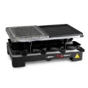 Raclette e grelhador elétrico de pedra ALPINA 1400W com 8 frigideiras antiaderentes.